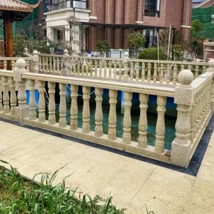 丽江黄金麻花岗岩石材栏杆，扶手，将军柱，花瓶柱