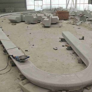 丽江 芝麻白花岗岩弧形花坛石，坐凳石