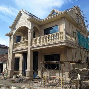 丽江 黄金麻花岗岩石材私人别墅雕花门楼柱阳台栏杆