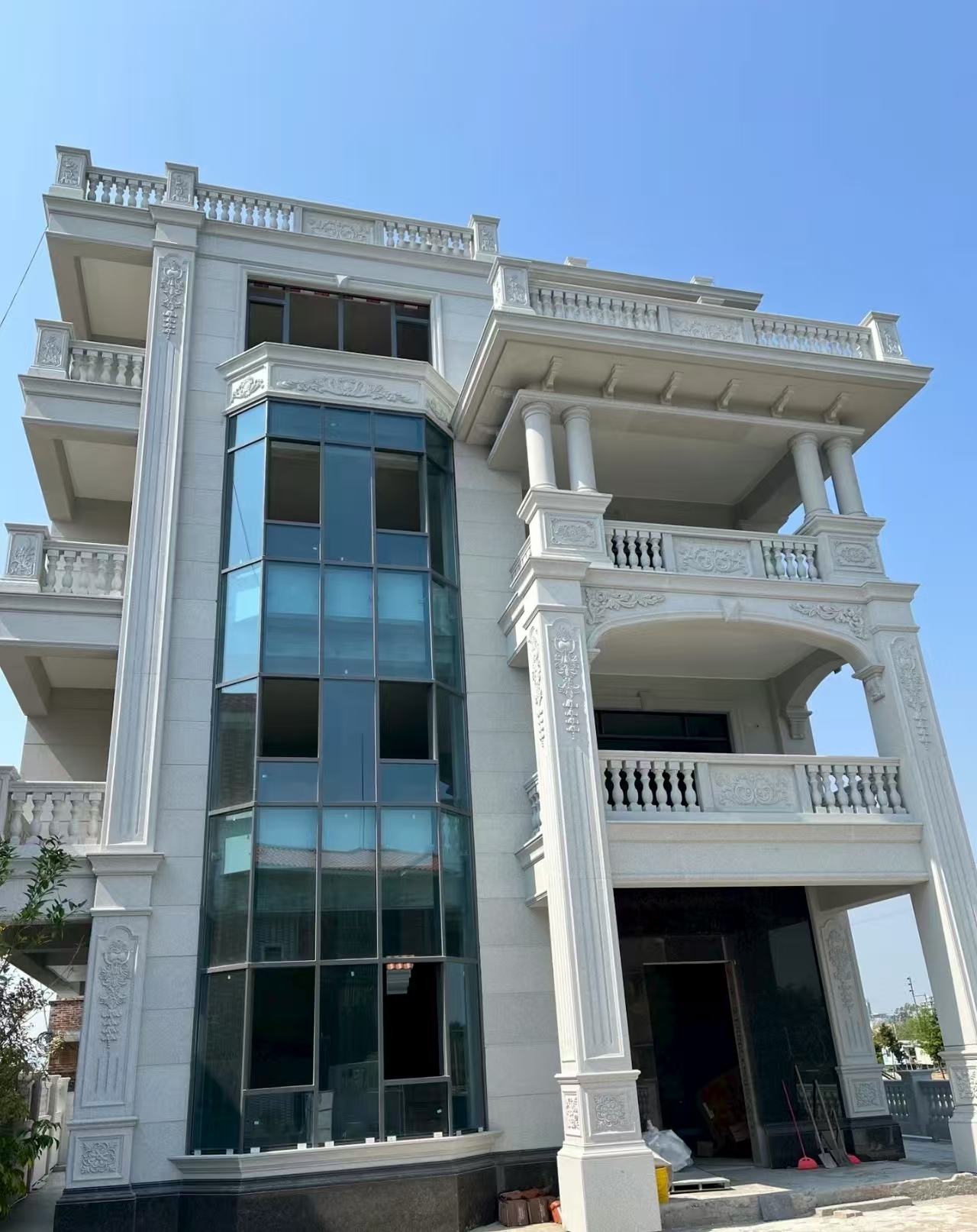 丽江 白麻花岗岩别墅外墙干挂效果展示