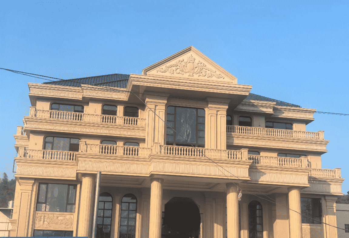 丽江黄金麻别墅外墙干挂石材效果示例