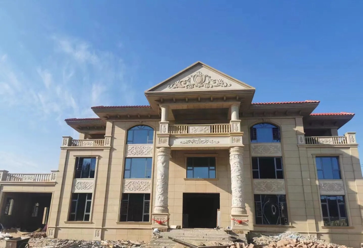 丽江 黄金麻花岗岩别墅外墙干挂